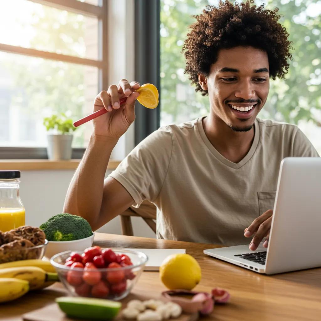 Person feeling energized and focused while practicing intermittent fasting with healthy food options