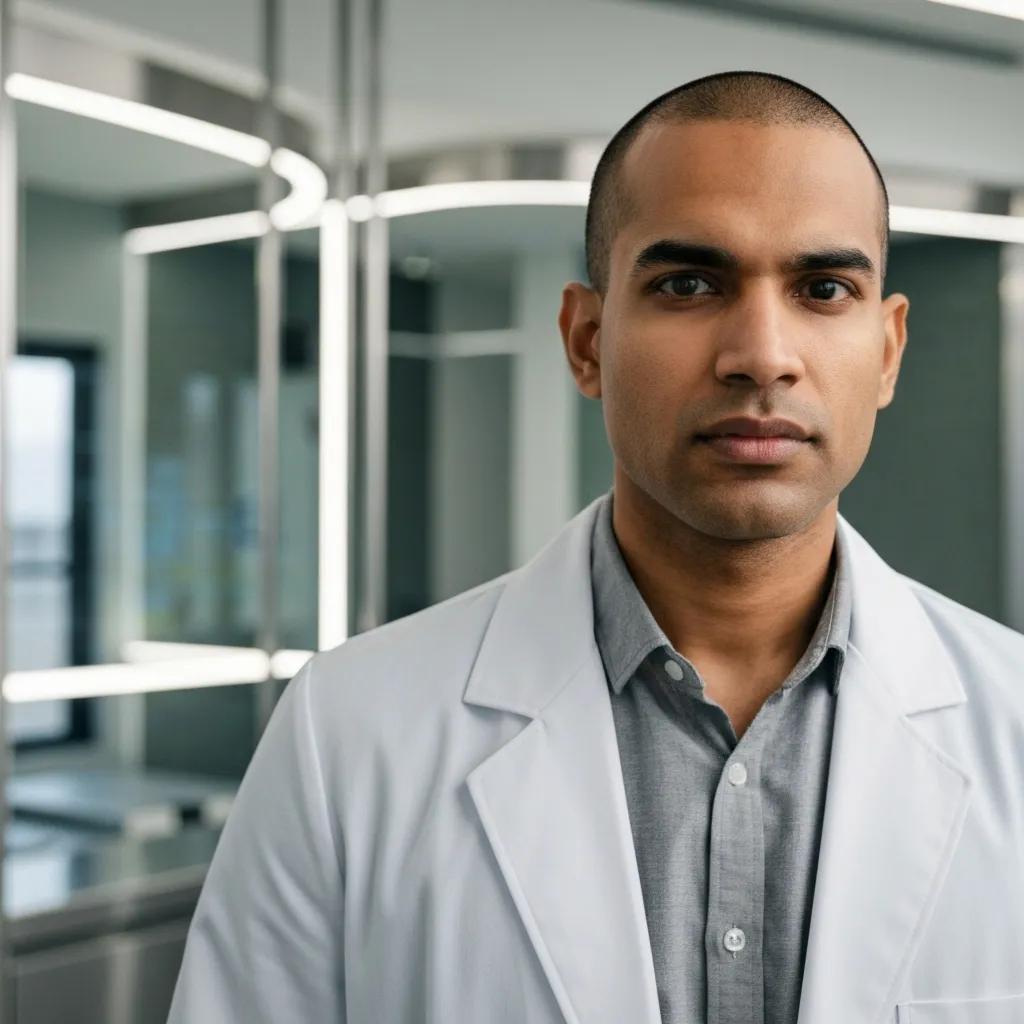 Healthcare professional using AI technology to analyze medical data in a modern clinical setting