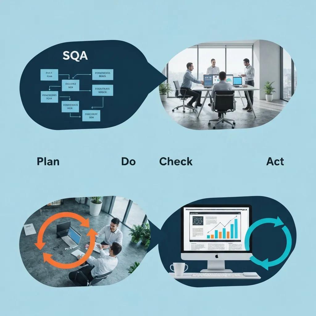 Illustration of the four essential steps in the Software Quality Assurance process