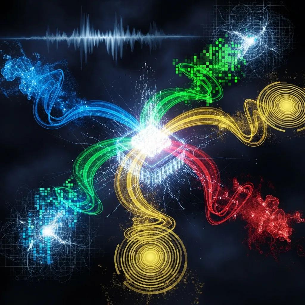 AI system processing diverse sensory inputs for enhanced human perception