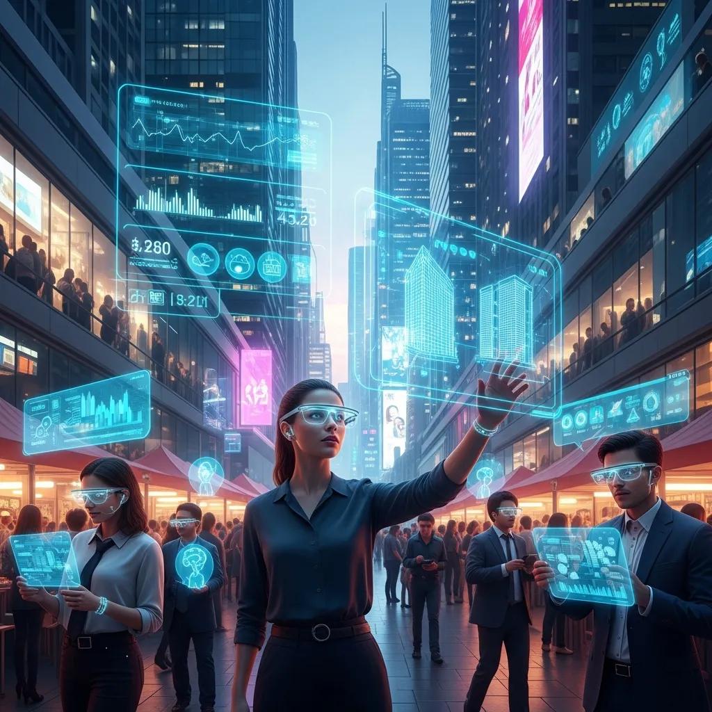 Enhanced humans interacting with synthetic senses technology in a vibrant urban setting