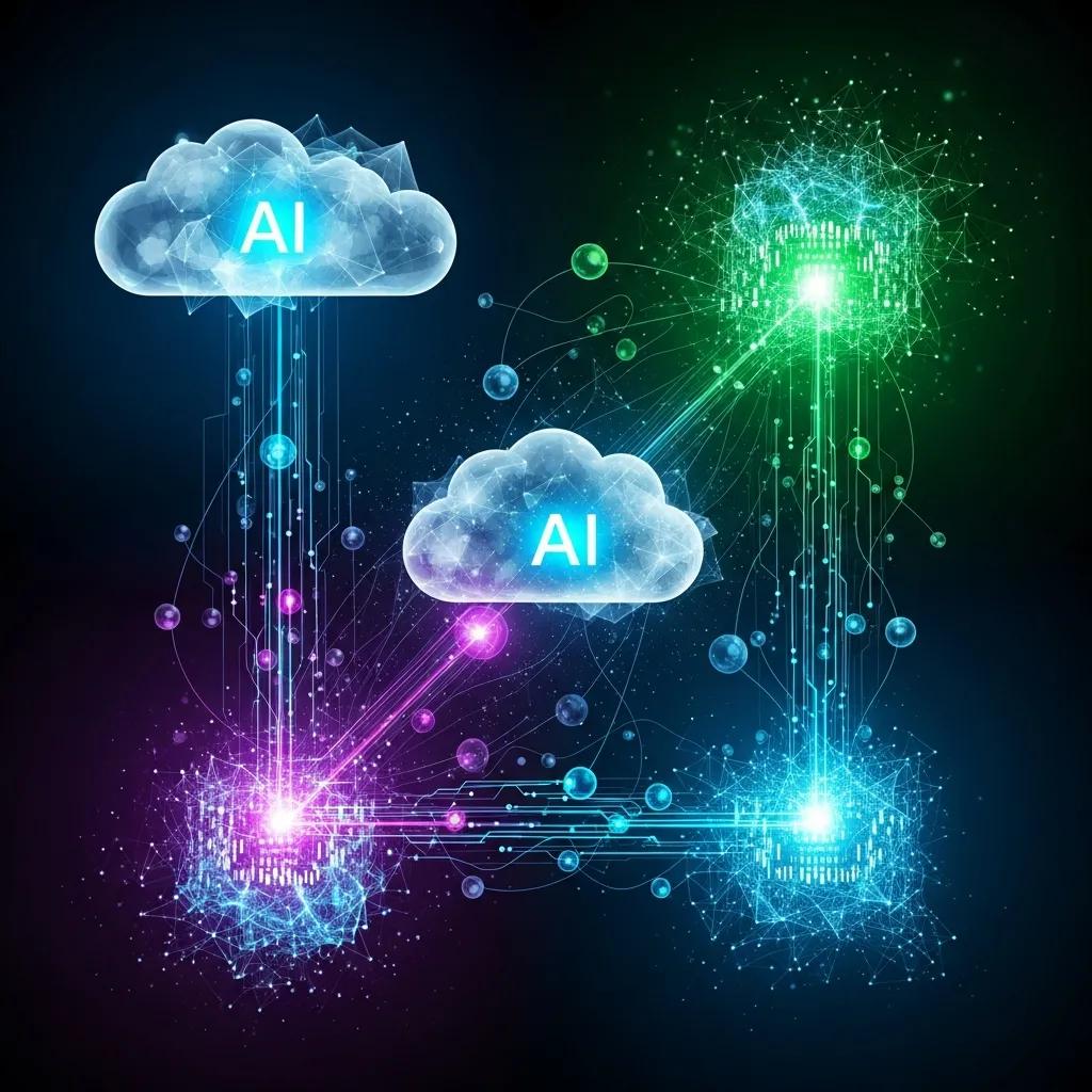 Graphic showing AI and cloud working together to improve digital outcomes