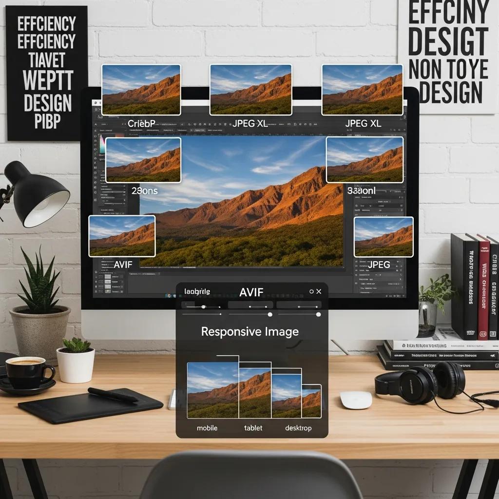 Image optimization techniques displayed on a computer screen in a creative workspace