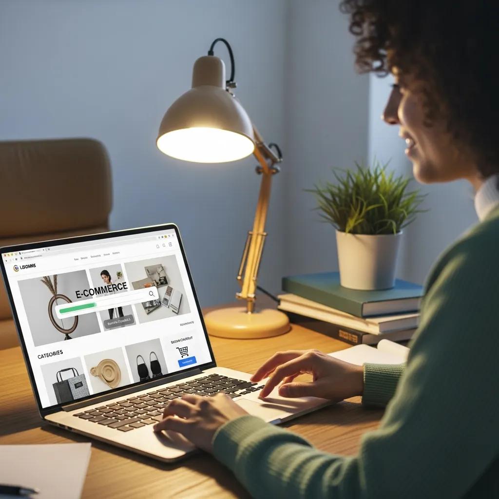 Modern e-commerce website interface on a laptop, highlighting speed and user experience