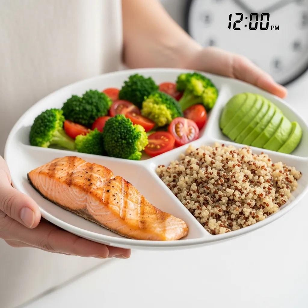 Balanced meal for beginners in intermittent fasting with a focus on portion control