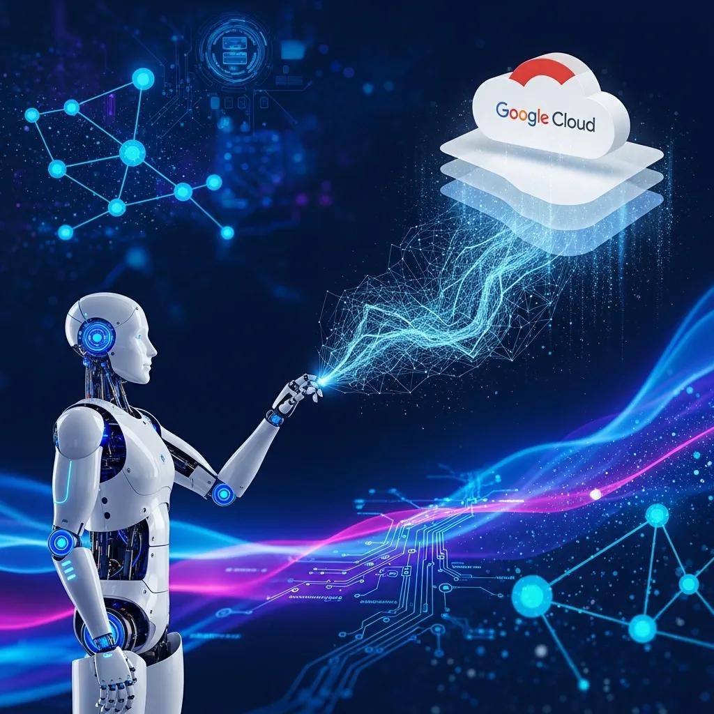 Illustration of Google Cloud services supporting robotics innovation
